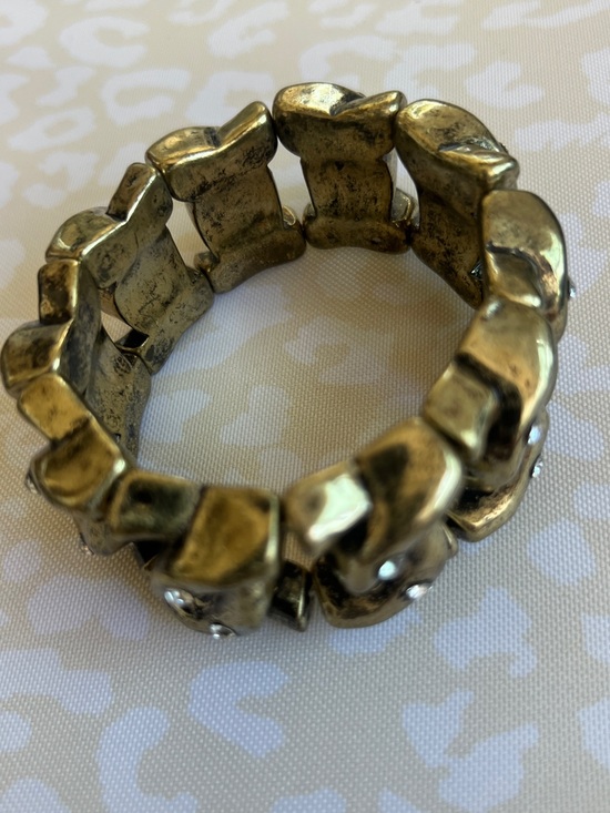 None Jewelry - Gold-Tone Chunky Rhinestone Stretch Bracelet – 2.5 inch diameter